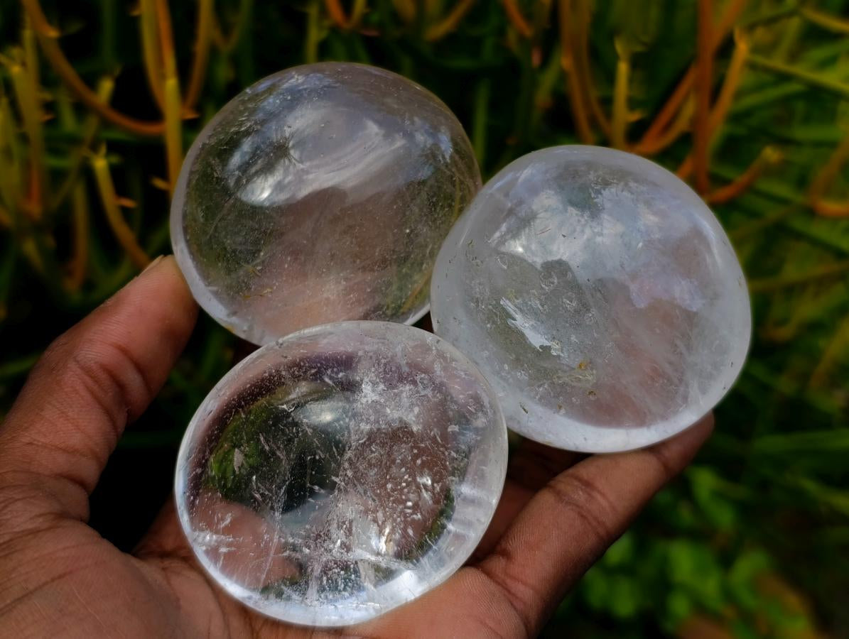 Polished Rock Crystal Galets x 12 From Amoron’i Mania Madagascar