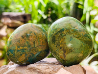 Polished Verdite Palm Stones x 24 From Zimbabwe