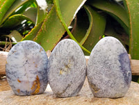Polished Dendritic Opal Standing Free Forms x 3 From Moralambo, Madagascar