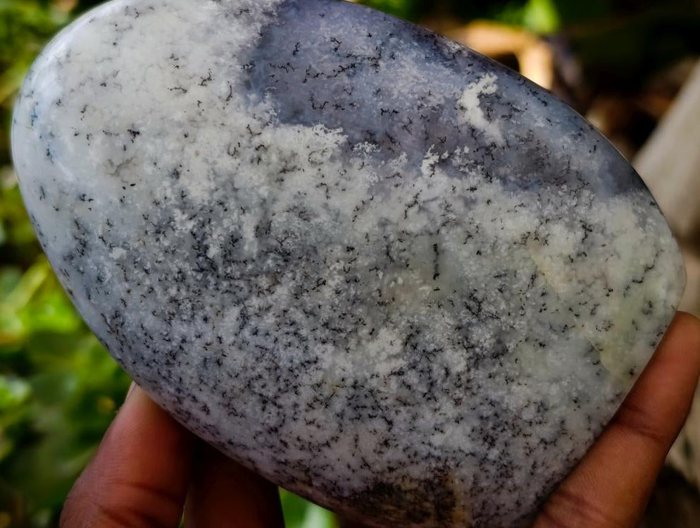 Polished Dendritic Opal Standing Free Forms x 3 From Moralambo, Madagascar