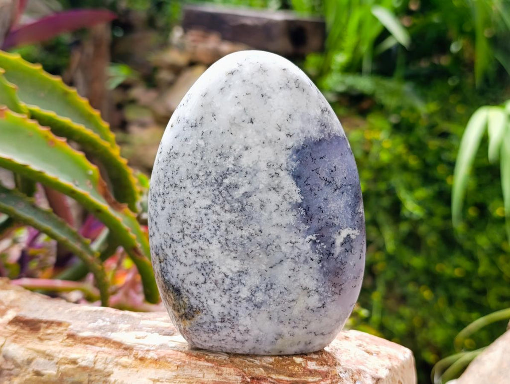 Polished Dendritic Opal Standing Free Forms x 3 From Moralambo, Madagascar