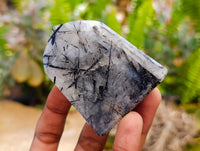 Polished Rare Black Tourmalinated Quartz Crystals x 6 From Madagascar