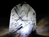 Polished Rare Black Tourmalinated Quartz Crystals x 6 From Madagascar