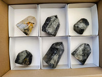 Polished Rare Black Tourmalinated Quartz Crystals x 6 From Madagascar