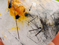 Polished Rare Black Tourmalinated Quartz Crystals x 6 From Madagascar