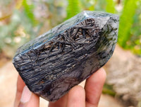Polished Rare Black Tourmalinated Quartz Crystals x 6 From Madagascar