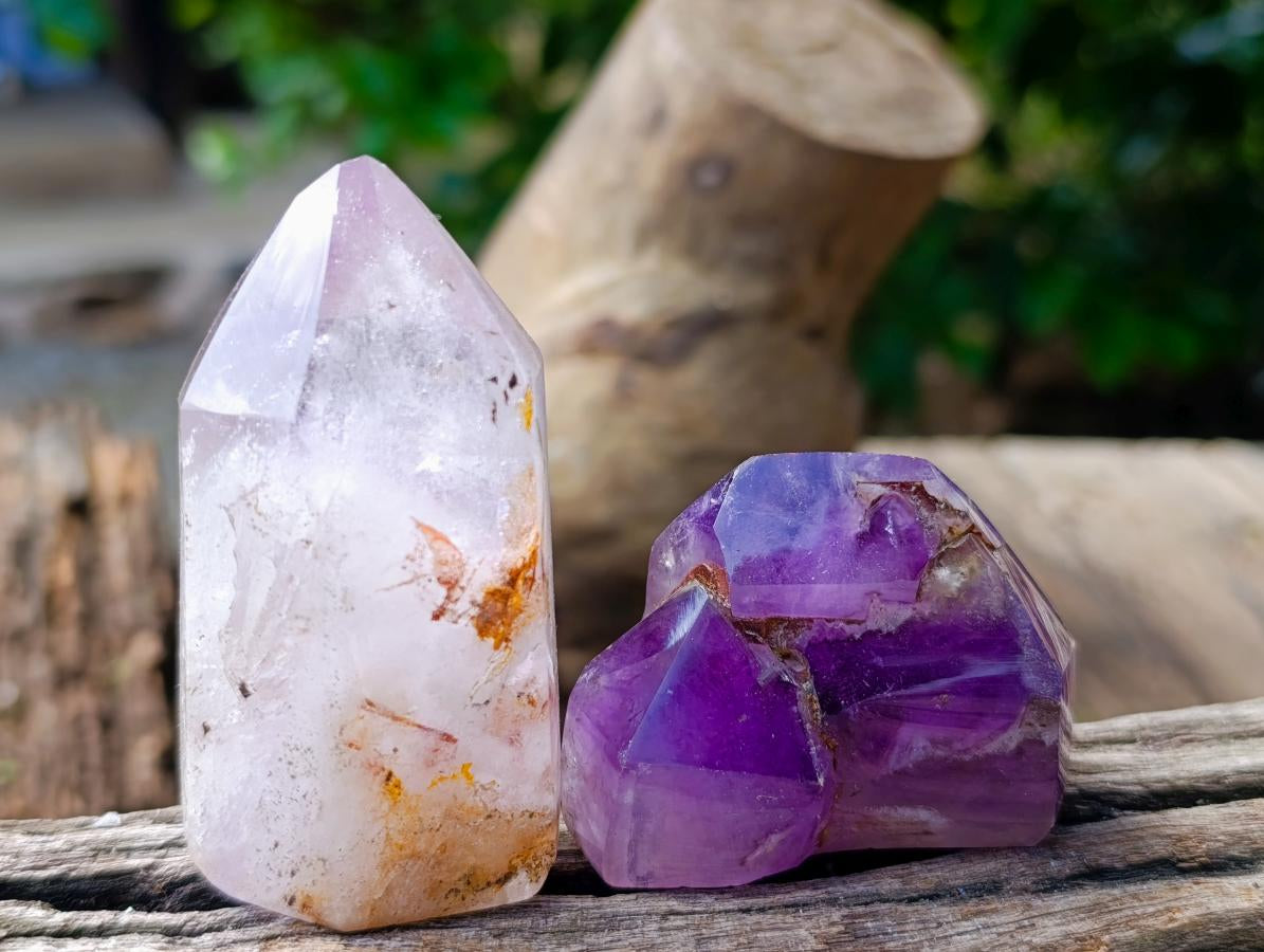 Polished Smokey Amethyst Window Crystals x 12 From Akansobe, Madagascar