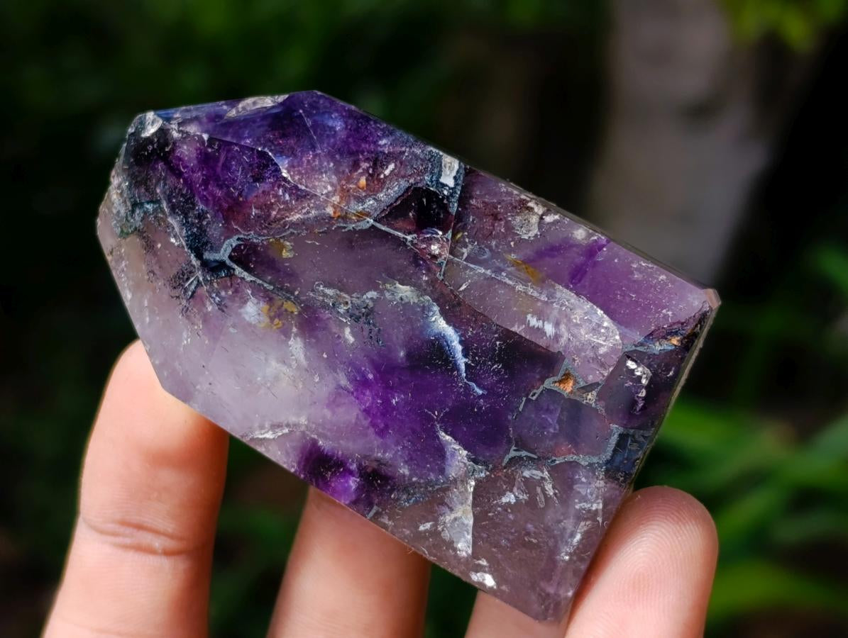 Polished Smokey Amethyst Window Crystals x 12 From Akansobe, Madagascar