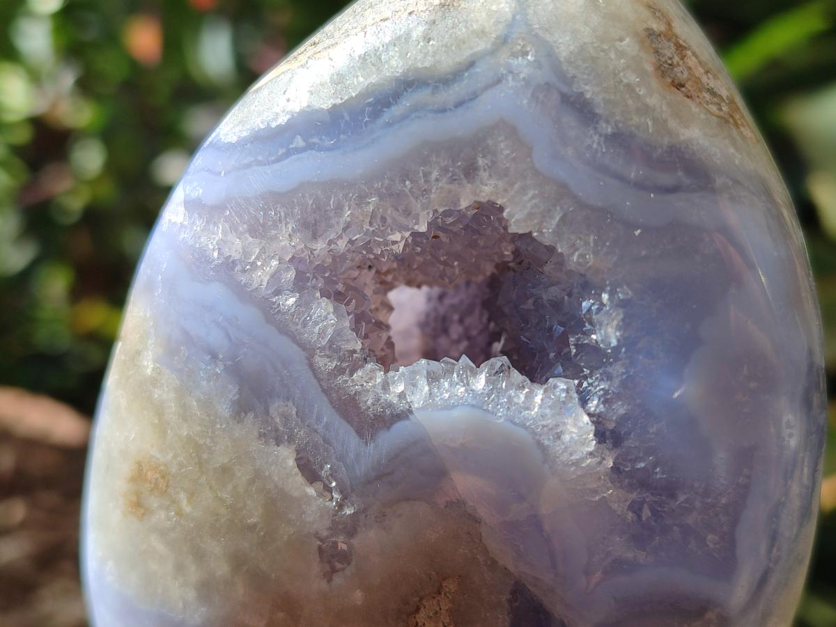 Polished Blue Lace Agate Standing Free Forms x 2 From Nsanje, Malawi
