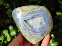Polished Blue Lace Agate Standing Free Forms x 2 From Nsanje, Malawi