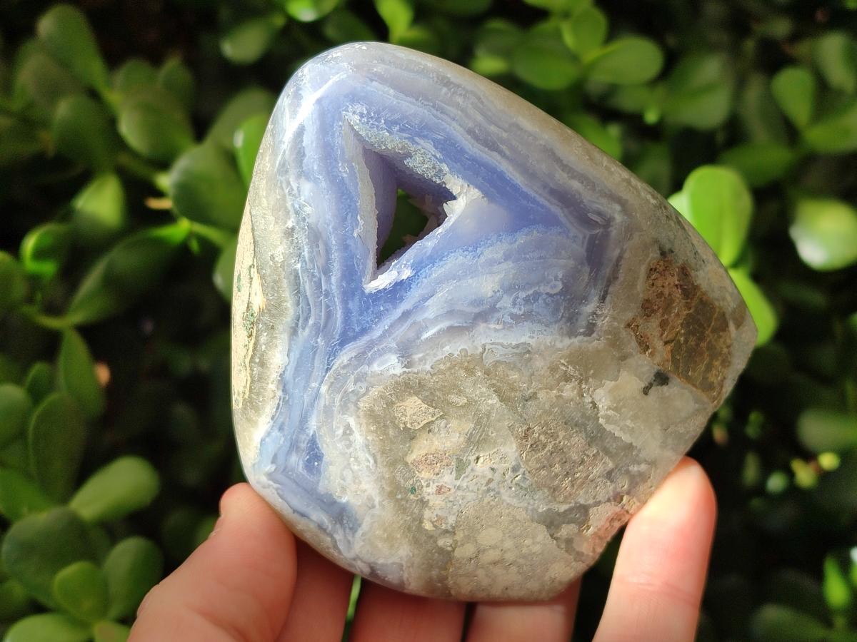 Polished Blue Lace Agate Standing Free Forms x 2 From Nsanje, Malawi