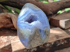 Polished Blue Lace Agate Standing Free Forms x 2 From Nsanje, Malawi