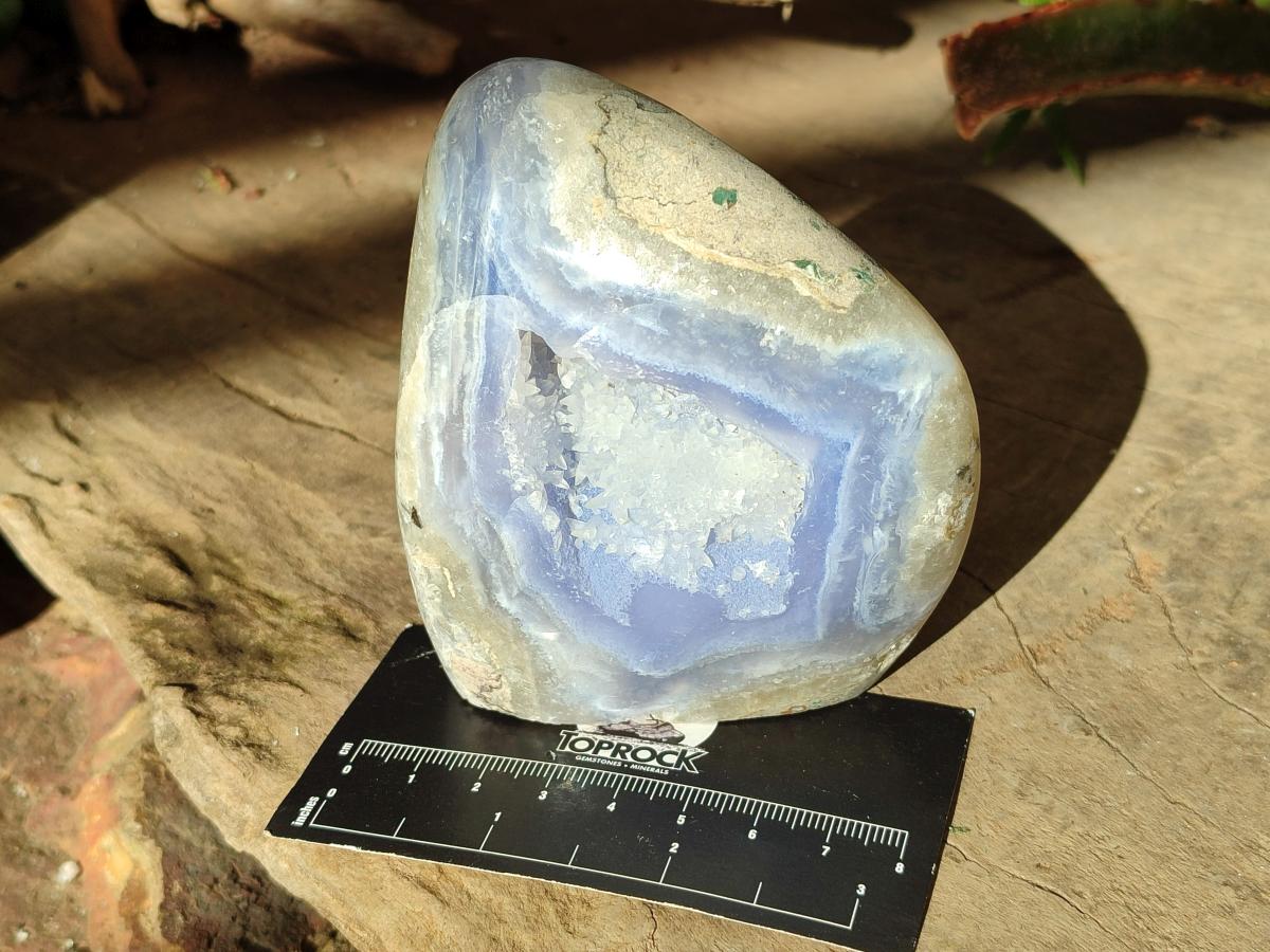 Polished Blue Lace Agate Standing Free Forms x 2 From Nsanje, Malawi