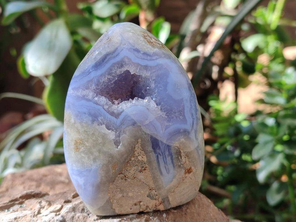 Polished Blue Lace Agate Standing Free Forms x 2 From Nsanje, Malawi