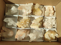 Natural Mixed Quartz Crystal Clusters x 12 From Madagascar