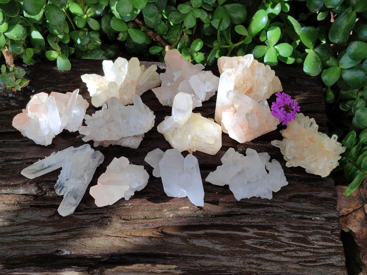 Natural Mixed Quartz Crystal Clusters x 12 From Madagascar