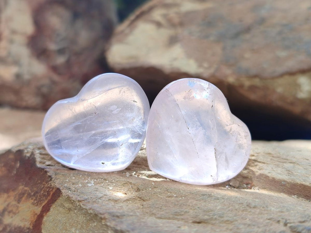 Polished Mini Rose Quartz Hearts x 35 From Madagascar