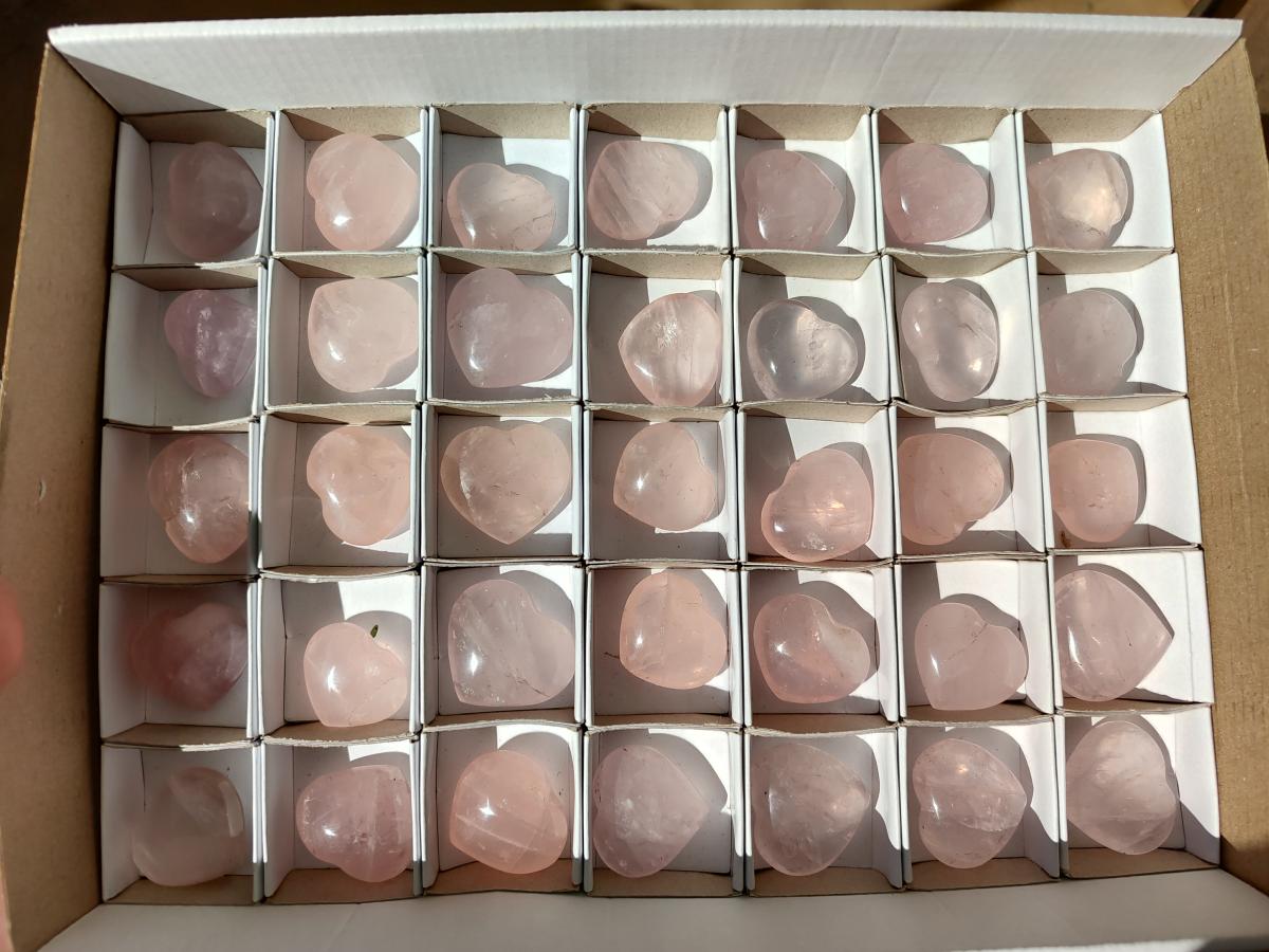 Polished Mini Rose Quartz Hearts x 35 From Madagascar