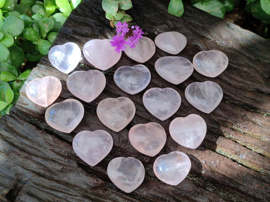 Polished Mini Rose Quartz Hearts x 35 From Madagascar