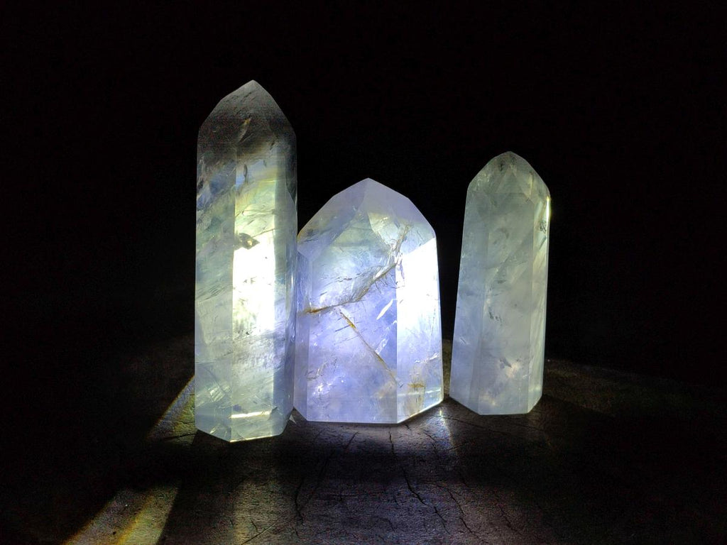Polished Girasol Pearl Quartz Crystals x 4 From Ambatondrazaka, Madagascar