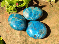 Polished Blue Apatite Galets x 12 From Madagascar