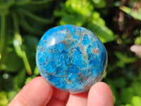Polished Blue Apatite Galets x 12 From Madagascar