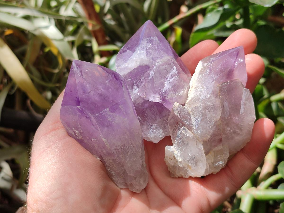 Polished Jacaranda Amethyst Crystals and Clusters x 8 From Mumbwa, Zambia