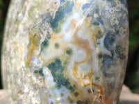 Polished Ocean Jasper Standing Free Form x 2 From Northwest Coast, Madagascar