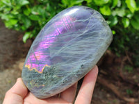 Polished Rare Purple Sunset Flash Labradorite Standing Free Forms x 3 From Tulear, Madagascar
