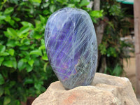 Polished Rare Purple Sunset Flash Labradorite Standing Free Forms x 3 From Tulear, Madagascar