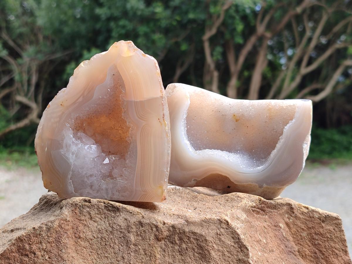 Polished Crystalline Agate Geodes x 6 From Maintirano, Madagascar