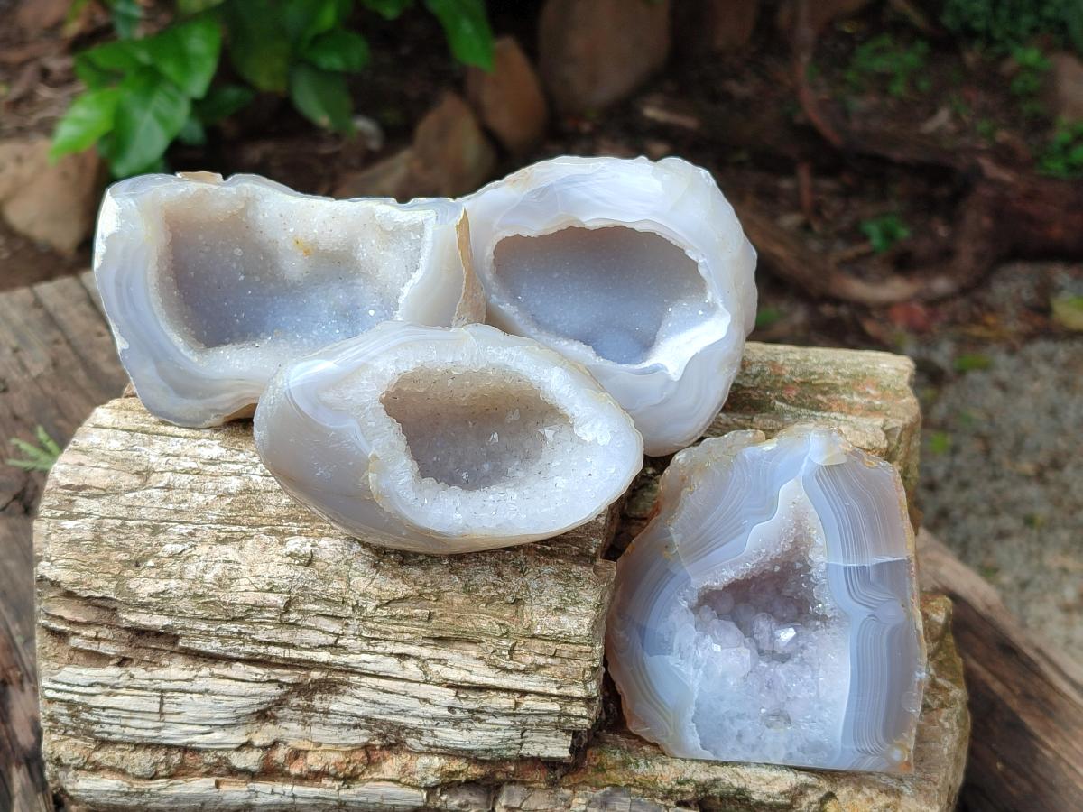 Polished Crystalline Agate Geodes x 6 From Maintirano, Madagascar