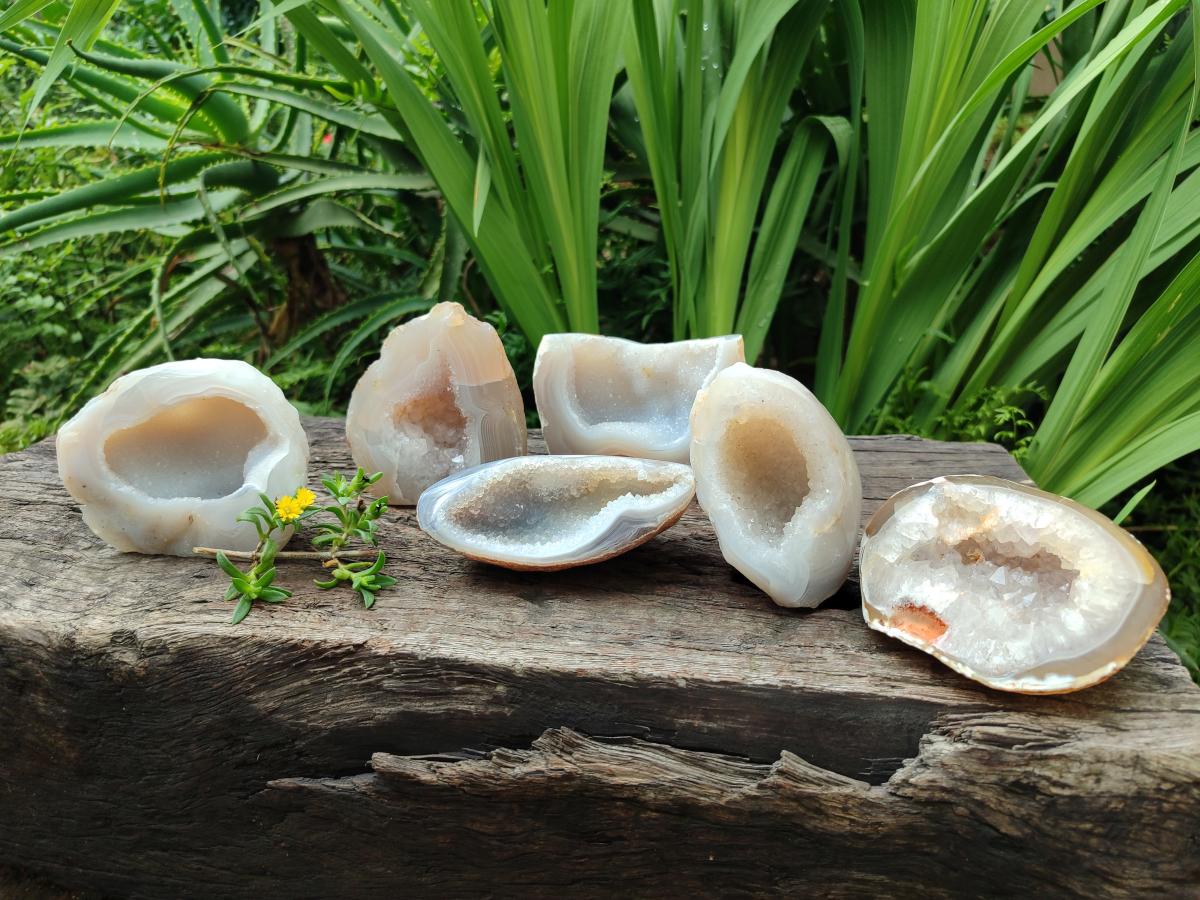 Polished Crystalline Agate Geodes x 6 From Maintirano, Madagascar