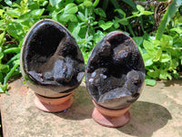Polished Septerye Sauvage "Dragons Egg" Geodes x 2 From Mahajanga, Madagascar