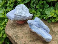 Natural Blue Lace Agate Crystalline Specimens x 3 From Namibia