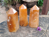 Polished Golden Healer Quartz Crystals x 3 From Ambatofinandrahana, Madagascar