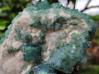 Natural Green Fluorite Cluster Specimens x 2 From Mandrosonoro, Madagascar