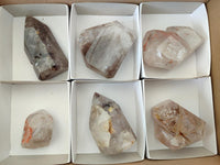 Polished Smokey Window Quartz Crystals x 6 From Madagascar