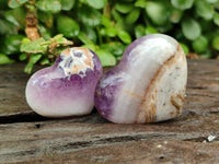 Polished Chevron Amethyst Hearts x 20 From Madagascar