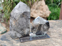 Polished Tourmalinated Quartz Crystals x 3 From Madagascar