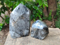 Polished Tourmalinated Quartz Crystals x 3 From Madagascar