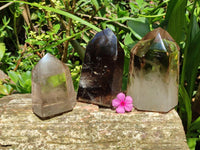 Polished Mixed Smokey Quartz Crystals x 3 From Madagascar