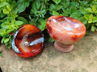 Polished Carnelian Agate Gemstone Bowl x 3 From Madagascar