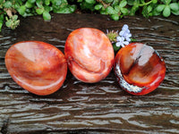 Polished Carnelian Agate Gemstone Bowl x 3 From Madagascar