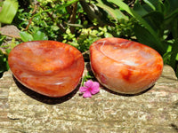 Polished Carnelian Agate Gemstone Bowl x 3 From Madagascar