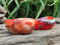 Polished Carnelian Agate Gemstone Bowl x 3 From Madagascar