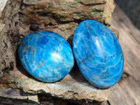 Polished Blue Apatite Galets x 12 From Betroka, Madagascar