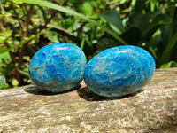 Polished Blue Apatite Galets x 12 From Betroka, Madagascar