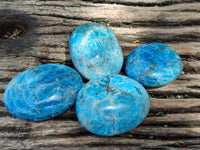Polished Blue Apatite Galets x 12 From Betroka, Madagascar
