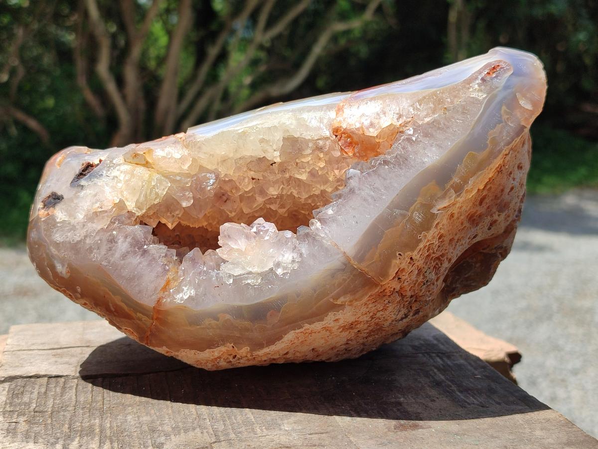 Polished Agate with Amethyst Geode x 1 From Maintirano, Madagascar